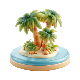 Vibrant Tropical Island Icon for Summer Themes