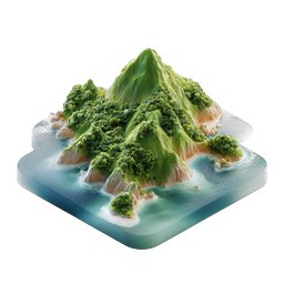 Tropical Island Mountain 3D Isometric Icon