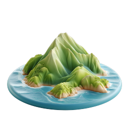 トロピカルアイランド山 3Dアイコン - 自然の楽園