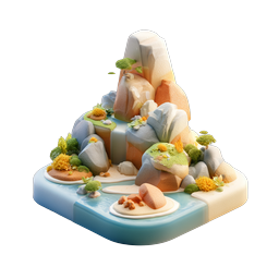 ไอคอน 3D ดินปั้นภูเขาเกาะเขตร้อน สำหรับแอปธรรมชาติ
