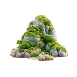 トロピカルアイランド山 3Dアイコン - 青々とした自然の風景