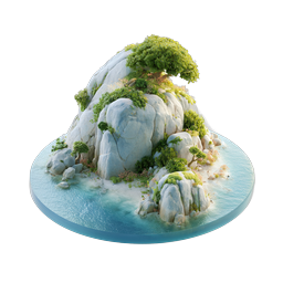 Tropical Island Mountain 3D Isometric Icon