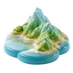 3D Tropical Island Mountain Landscape Icon