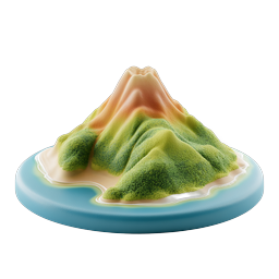 Tropical Island Mountain 3D Clay Style Icon