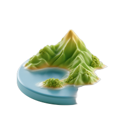 Tropical Island Mountain 3D Clay Icon - Travel & Nature