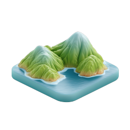 Tropical Island Mountains 3D Icon - Isometric Nature Design