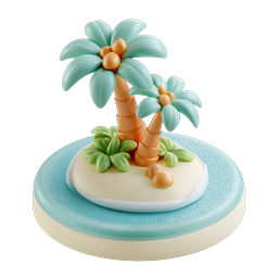 Tropical Island Palm Tree Clay 3D Icon - Paradise Scene