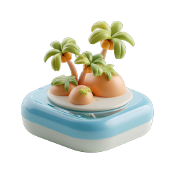 Tropical Island Palm Tree 3D Icon - Paradise Scene
