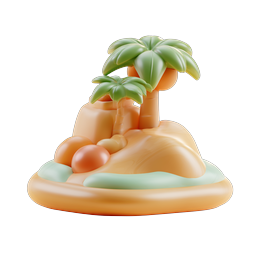 Tropical Island Palm Tree 3D Clay Icon