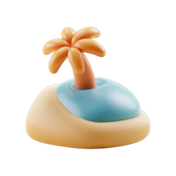 Tropical Island Palm Tree 3D Icon | Beach Vacation