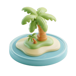 Tropical Island Palm Tree 3D Icon | Vacation Paradise