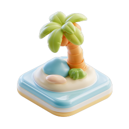 Tropical Island Palm Tree 3D Icon for Travel Apps