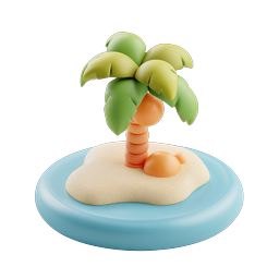 Tropical Island Palm Tree 3D Clay Icon | Beach Paradise