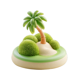 Tropical Island Palm Tree 3D Clay Icon