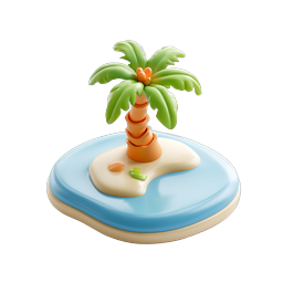 Tropical Island Palm Tree 3D Icon - Paradise
