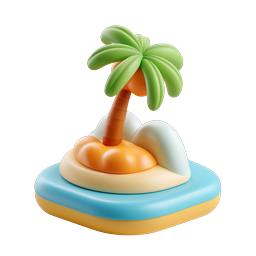 Tropical Island Palm Tree 3D Icon - Clay Style