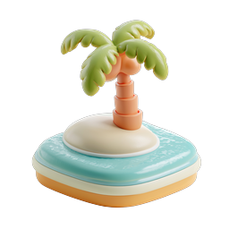 Tropical Island Palm Tree 3D Icon - Paradise Beach