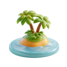 Tropical Island with Palm Trees 3D Icon