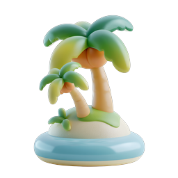 Tropical Island Palm Trees 3D Clay Icon