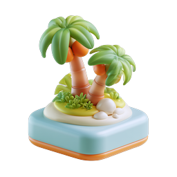 Tropical Island Palm Trees 3D Clay Icon