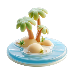 Tropical Island with Palm Trees - 3D Clay Icon