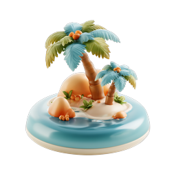 Tropical Island Palm Trees 3D Clay Icon