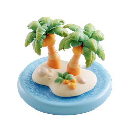 Tropical Island with Palm Trees 3D Icon