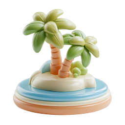 トロピカルアイランドのヤシの木 クレイスタイル 3Dアイコン