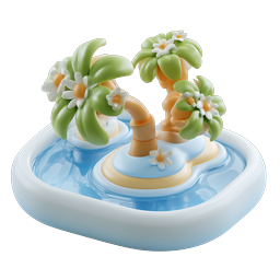 Tropical Island Palm Trees 3D Icon | Clay Style