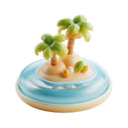 Tropical Island Palm Trees 3D Clay Icon