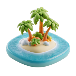 Tropical Island with Palm Trees 3D Icon