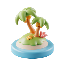 Tropical Island with Palm Trees 3D Icon