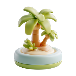 Tropical Island Palm Tree Clay 3D Icon for Summer Designs