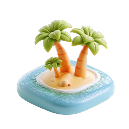 Tropical Island Palm Trees 3D Clay Icon