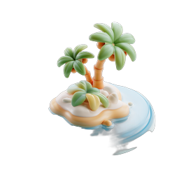 Tropical Island Palm Trees 3D Clay Icon