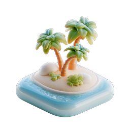 Tropical Island Palm Trees 3D Clay Icon