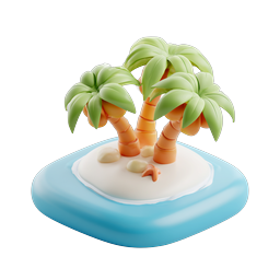 Tropical Island Palm Trees 3D Icon