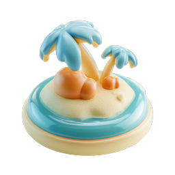 Tropical Island Paradise Palm Tree 3D Icon