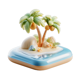 Tropical Island Palm Tree Clay 3D Icon