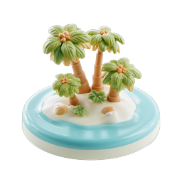 Tropical Island with Palm Trees 3D Icon