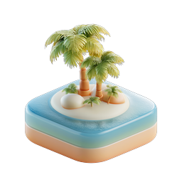 Tropical Island Palm Trees 3D Icon