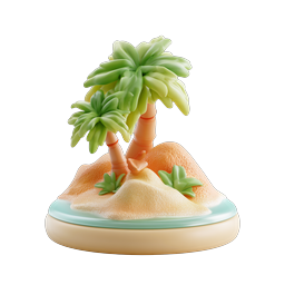 Tropical Island Palm Trees 3D Clay Icon