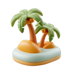 Tropical Island Palm Trees 3D Clay Icon
