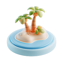 Tropical Island with Palm Trees 3D Clay Icon