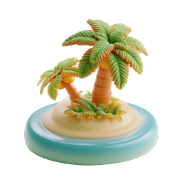 Tropical Island Palms – 3D Clay Icon