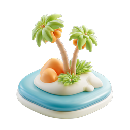 3D Tropical Island with Palm Trees Icon