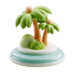 Tropical Island Palm Trees 3D Icon - Clay Style
