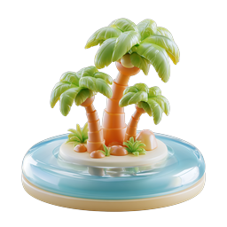 Tropical Island Palm Trees 3D Clay Icon