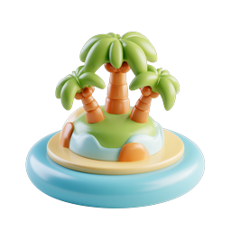 Tropical Island Palm Trees 3D Icon