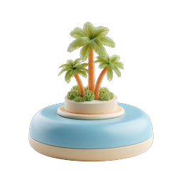 Tropical Island Palm Tree 3D Pedestal Icon